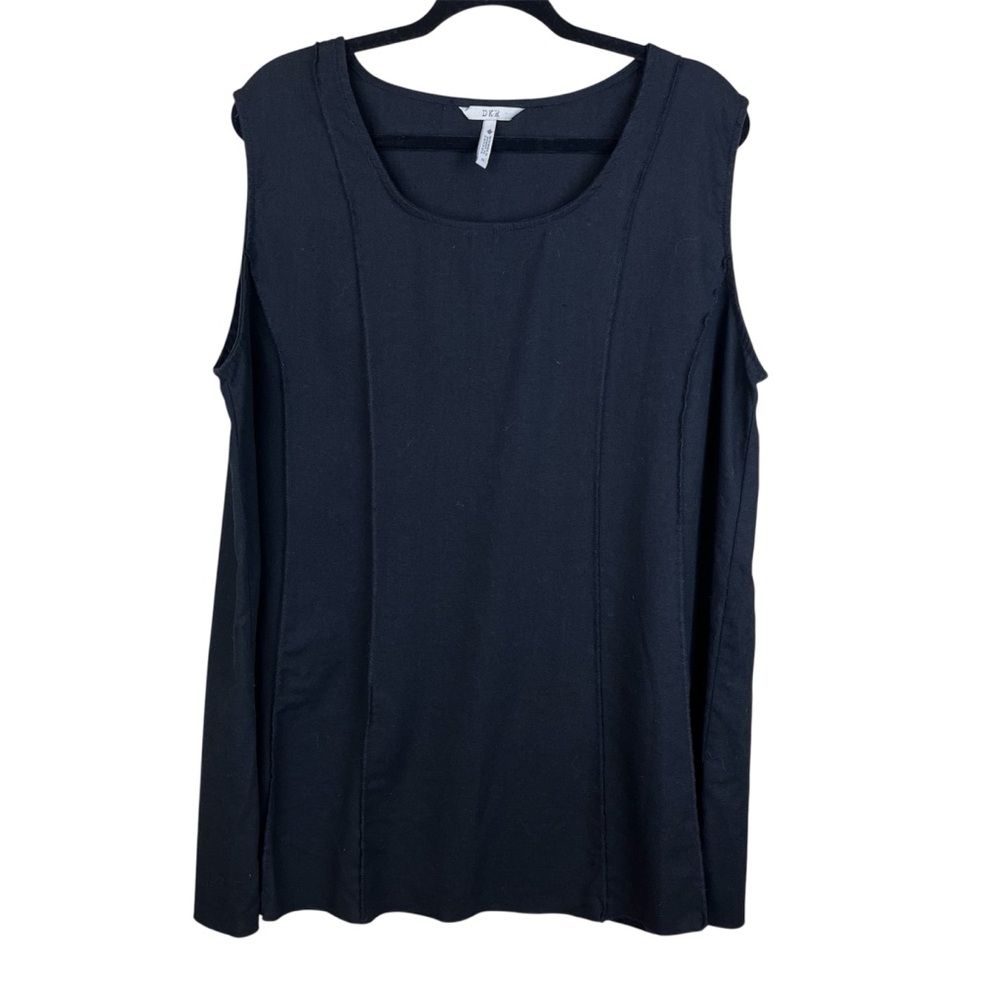 DKR 2X Black Viscose Linen Blend Sleeveless Tunic Top, Designed in Canada